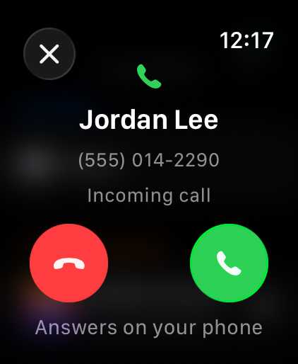 An incoming call from Jordan Lee with Decline and Answer buttons
